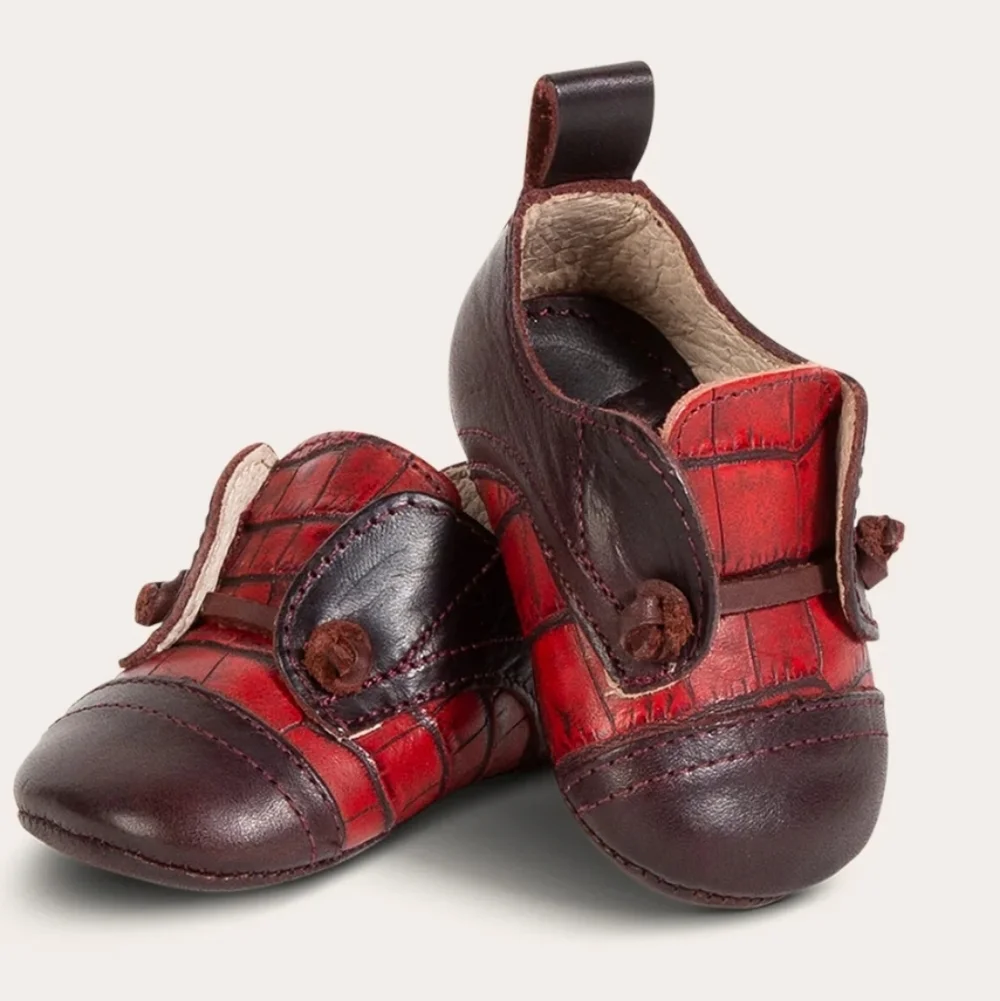 Freebird Baby Mabel Wine Multi Handmade Leather Crocodile #89